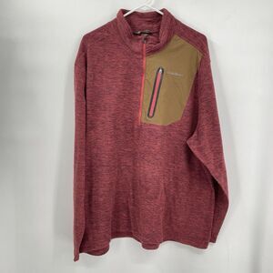 Eddie Bauer Quarter Zip Fleece Sweatshirt Men Maroon Mixed‎ Media XXL